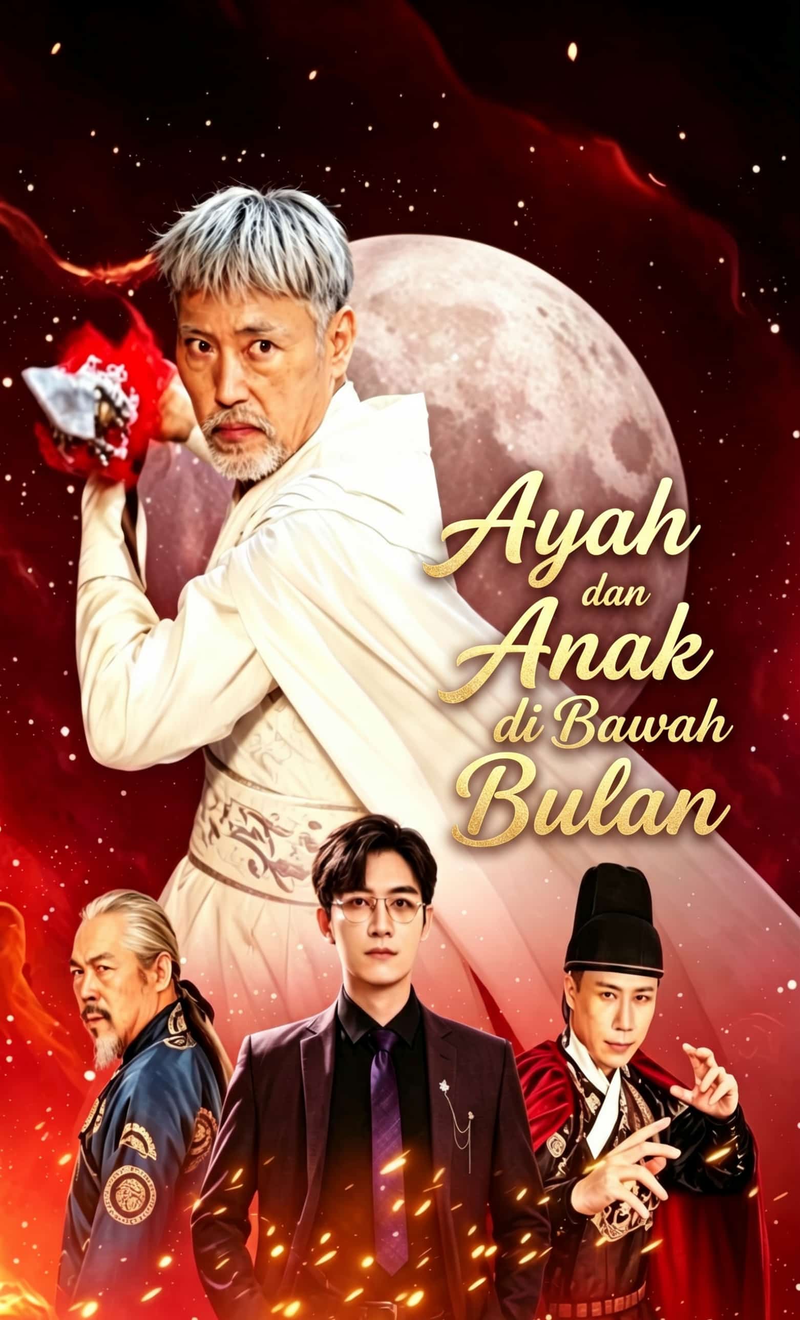 Ayah dan Anak di Bawah Bulan